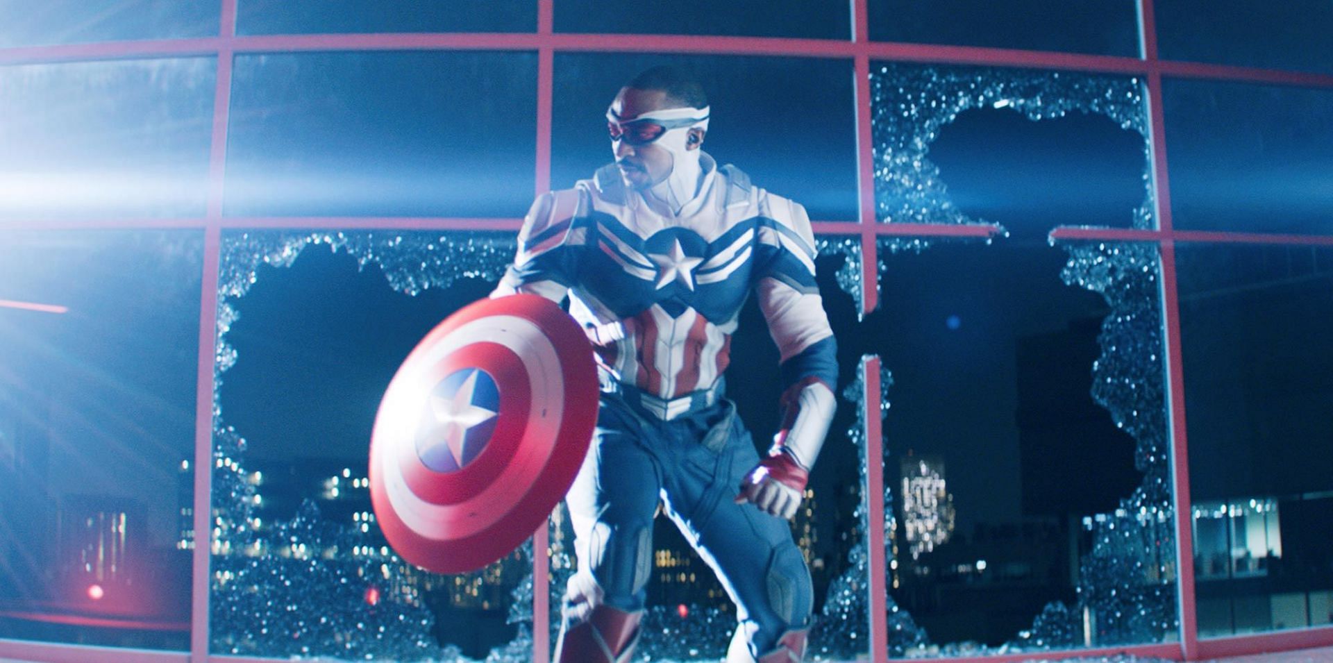 Anthony Mackie soars back into action as Captain America in the exhilarating Brave New World (Image via Marvel Studios)