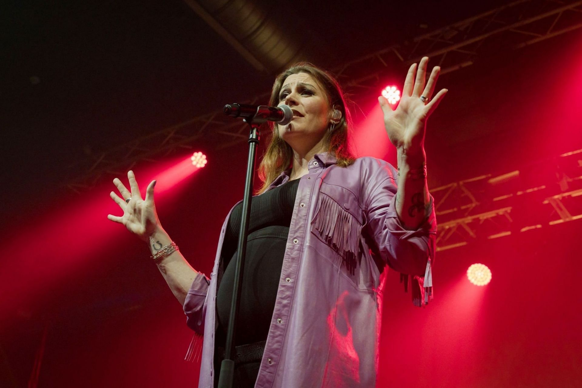 Floor Jansen performs live on stage during a concert at the Huxleys  in Berlin, Germany on May 18, 2023 (Image via Getty Images)