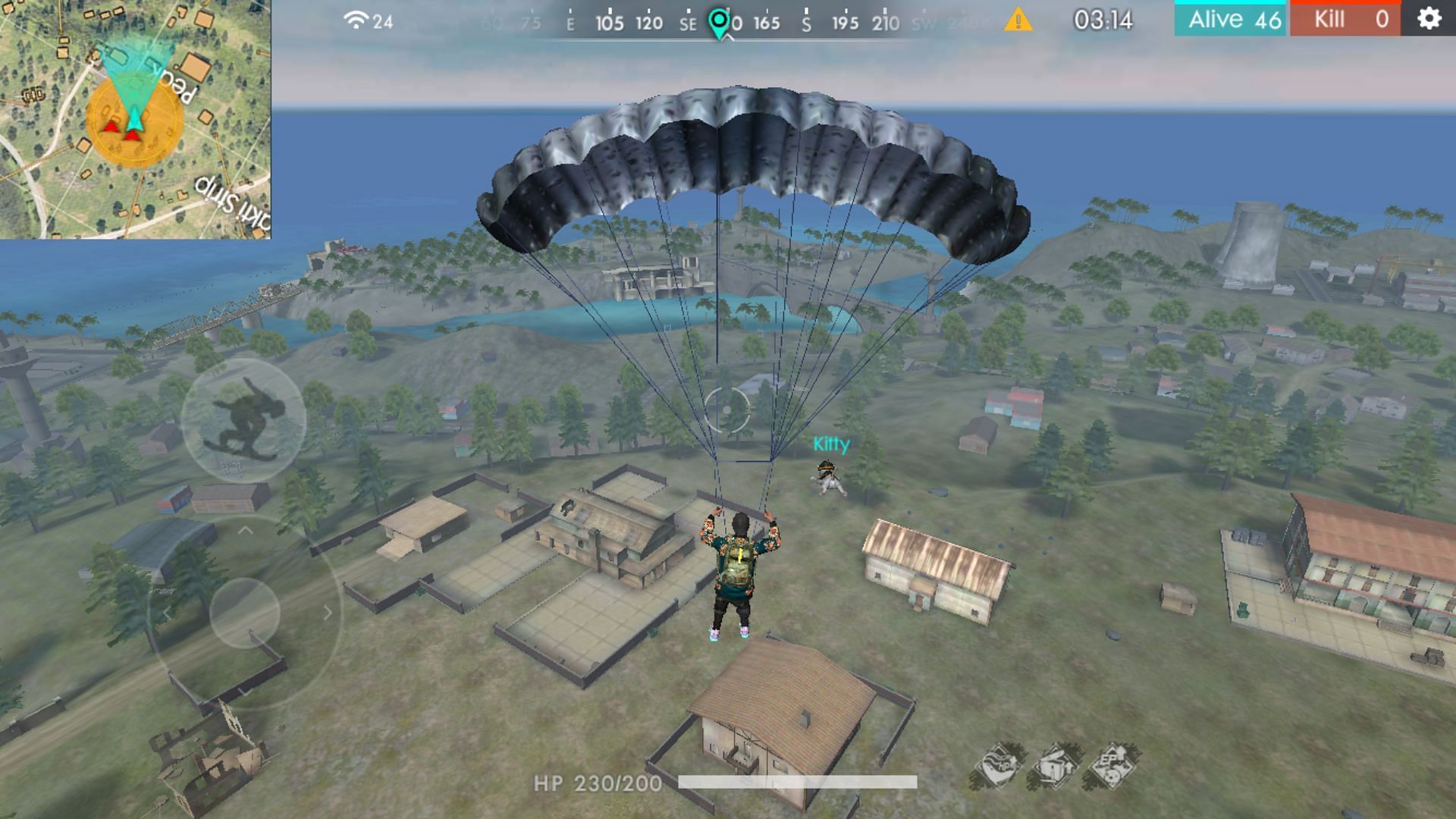 Landing in a safe zone in Free Fire (Image via Garena)