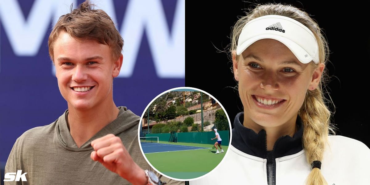 Caroline Wozniacki practiced with Holger Rune at the Monte-Carlo Country Club