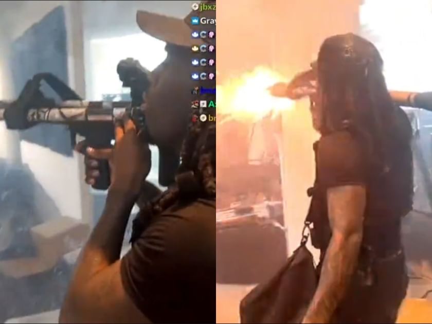 Kai Cenat stuns fans by bringing out an RPG firework during the "AMP