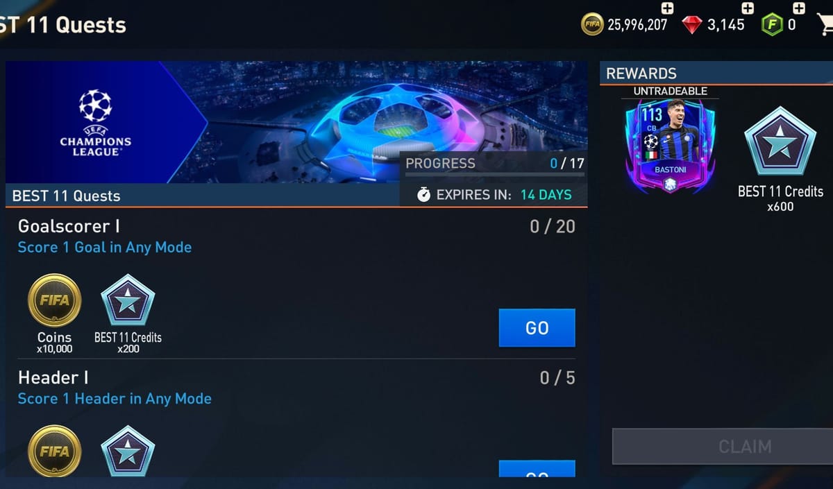 FIFA Mobile Champions League Best 11 promo All cards, how to obtain