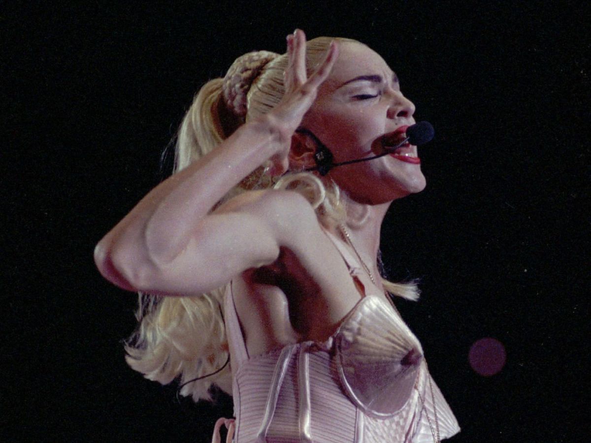 Madonna wearing Jean Paul Gaultier cone bra (Image via Getty)