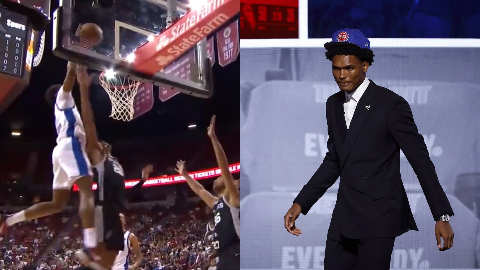 Detroit Pistons rookie Ausar Thompson showed off his hops against the San Antonio Spurs in a summer league game.