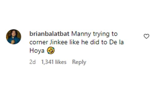 A fan reacting to Pacquiao's post