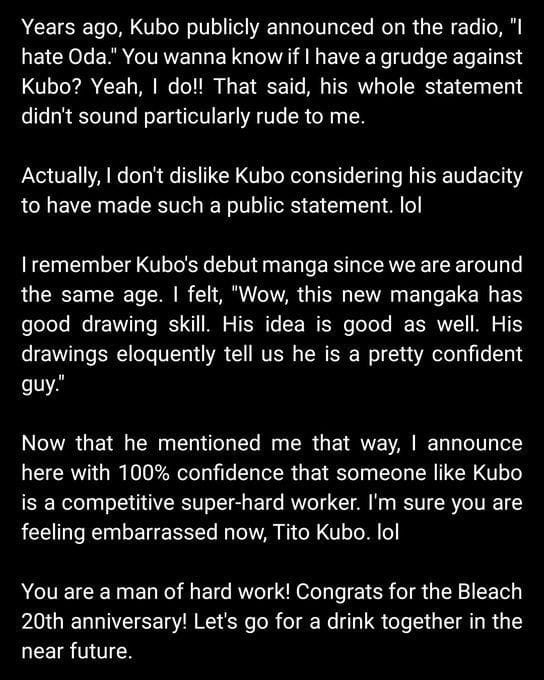 When One Piece creator Oda killed Bleach creator Tite Kubo with kindness