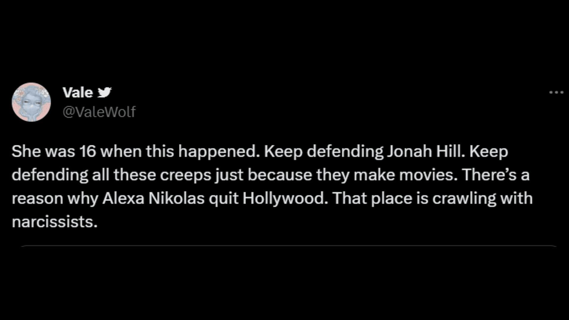 A netizen justifying why Alexa left Hollywood. (Image via Twitter/Vale)