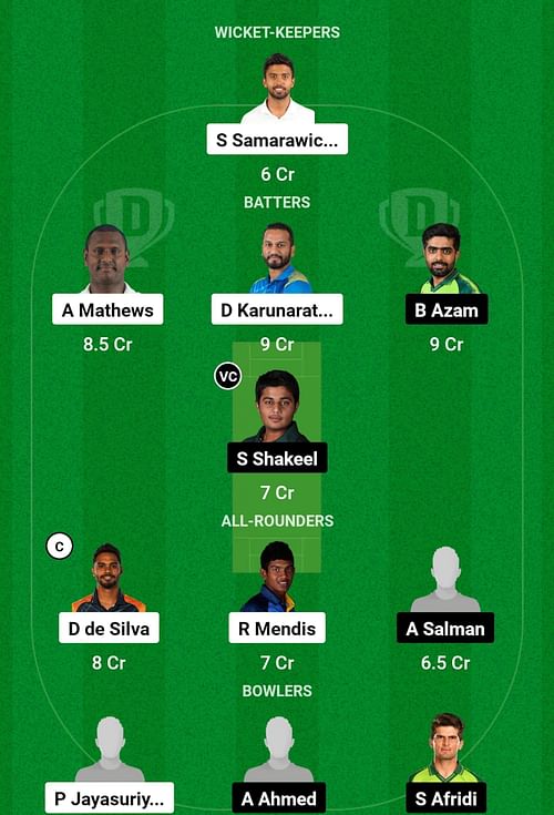 SL vs PAK Dream11 Prediction, 2nd Test, Head-to-head Team