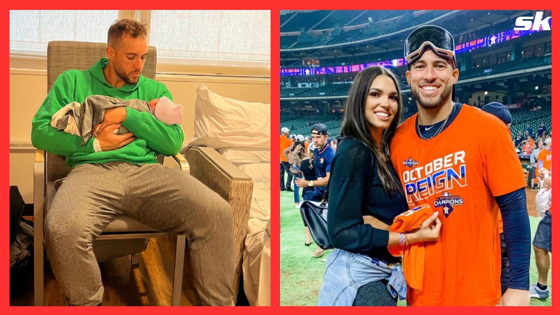 George Springer with his wife and newborn child