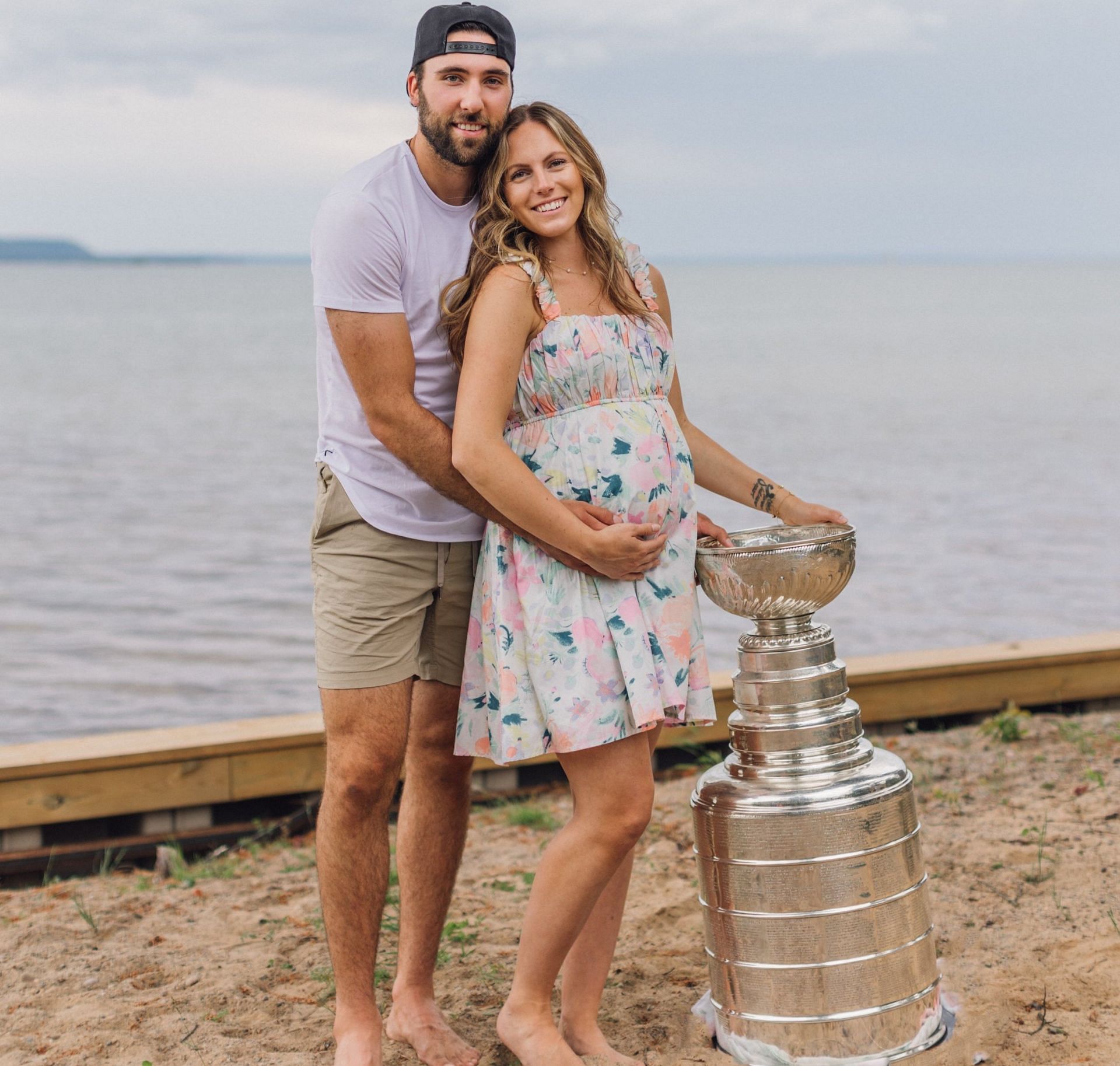 Michael Amadio celebrates Stanley Cup success alongside his pregnant wife (Image credits: twitter.com/ Vegas Golden Knights)