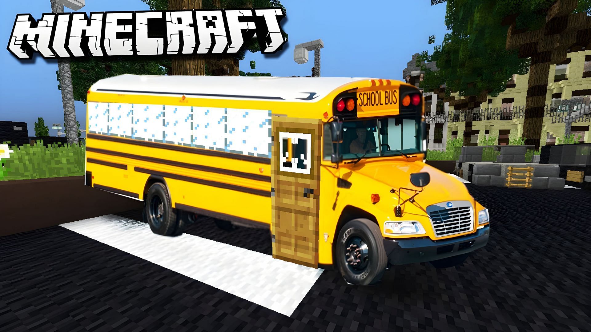 Minecraft school bus builds can be hard to design (Image via Youtube/Sub)