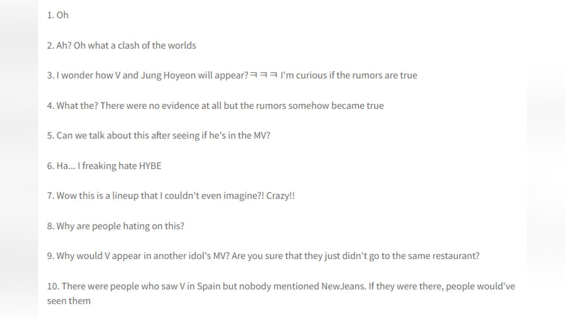 Korean netizens&#039; comments on Instiz translated by pannchoa (Image via pannchoa)