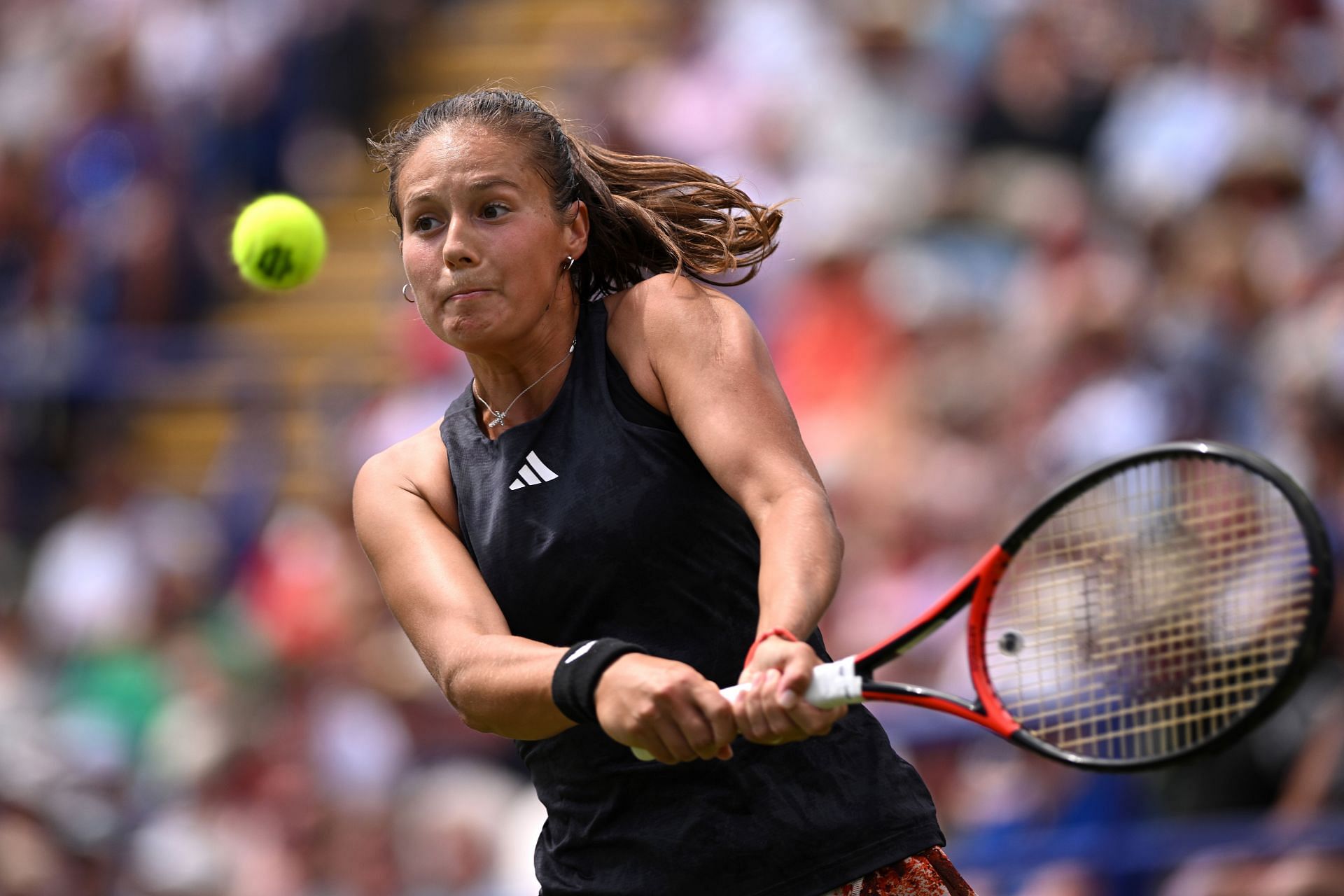 Kasatkina in action at the Rothesay International in Eastbourne