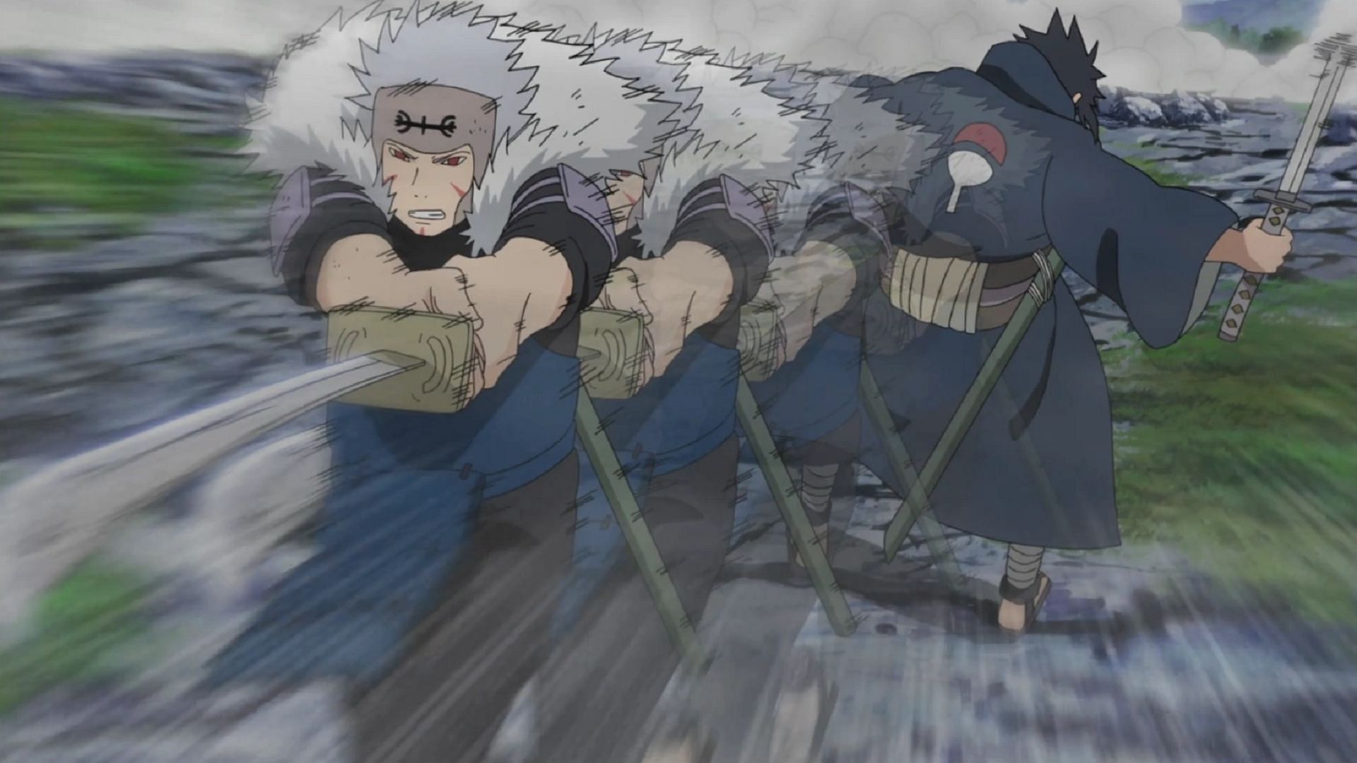 Tobirama fatally striking Izuna Uchiha (Image via Studio Pierrot, Naruto)