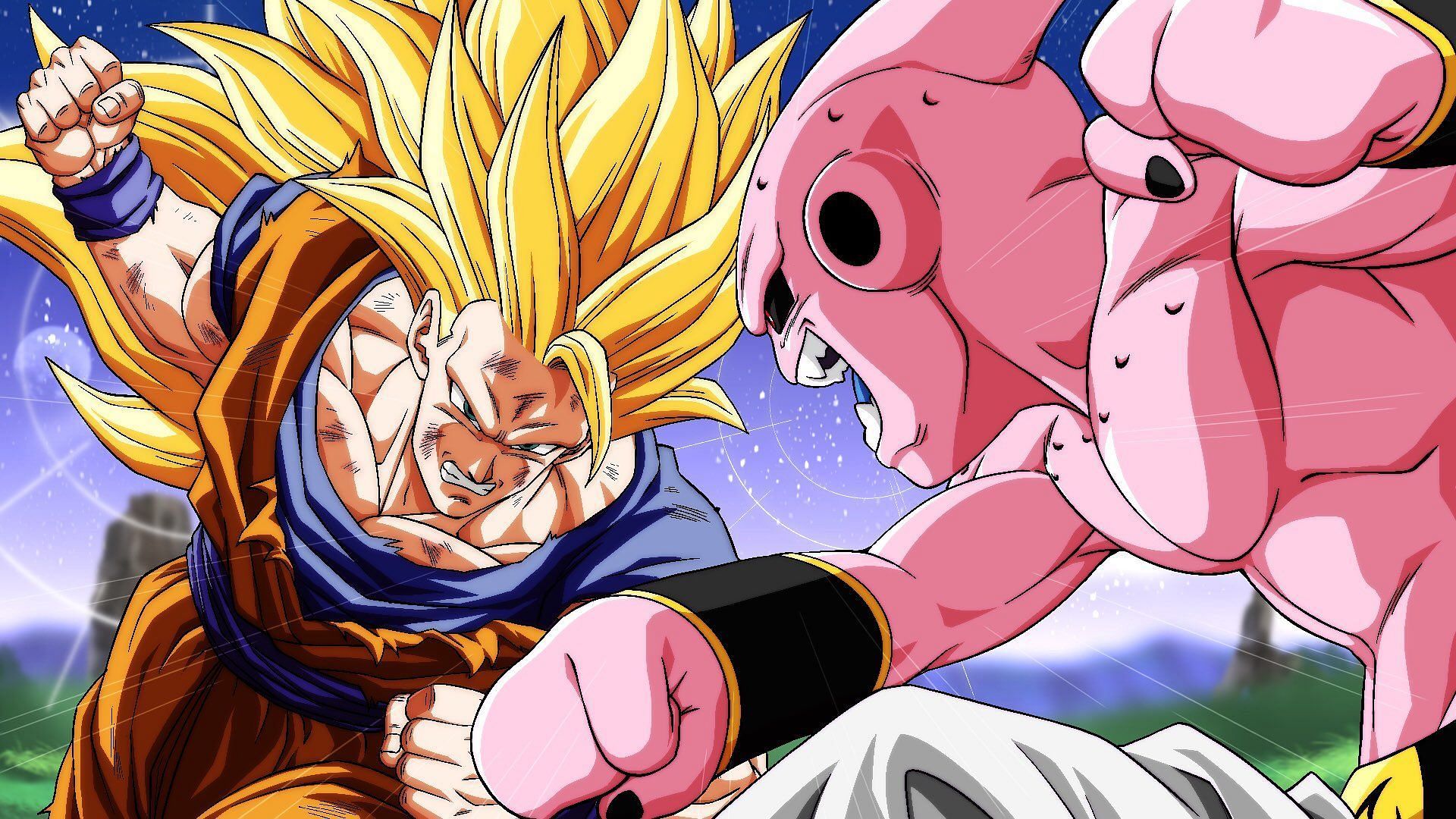 Goku vs. Kid Buu (Image via Twitter|@xx_crimsonx_xx)