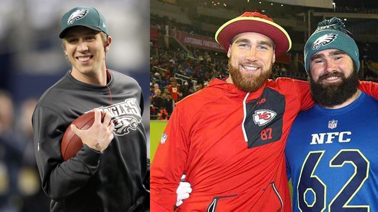 WATCH Wild Nick Foles question at Jason and Travis Kelce's Beer Bowl