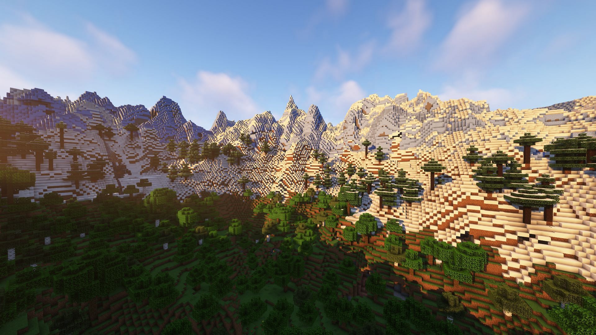Frozen Peaks are tall mountains on which players can create various kinds of builds (Image via Mojang)