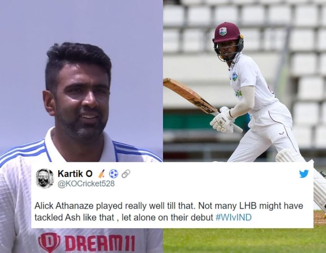 "Not many LHB have tackled Ash like that"- Fans react after West Indies debutant Alick Athanaze's knock in 1st Test vs India