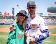 Cody Bellinge­r with Chase Carter and daughter