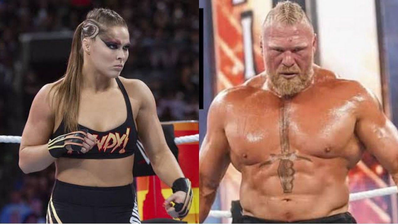 WWE सुपरस्टार्स रोंडा राउज़ी और ब्रॉक लैसनर 