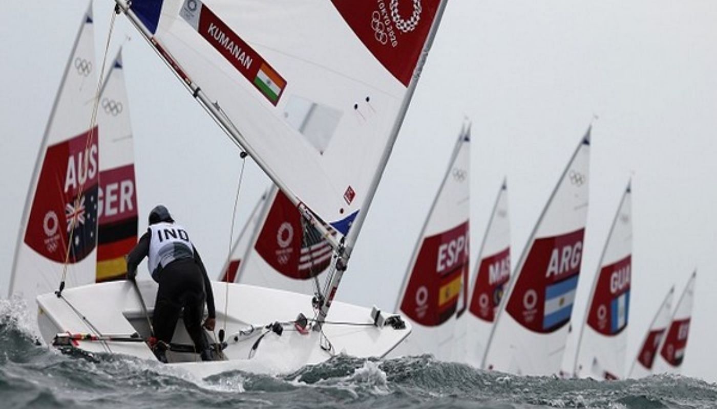 Nethra Kumanan finishes second in Paris 2024 Olympics sailing test event (Image via Reuters)