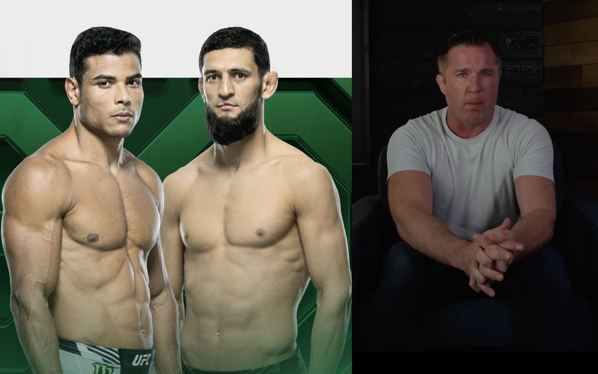 Paulo Costa vs. Khamzat Chimaev [Left] Chael Sonnen [Right] [Images courtesy: @ufc (Twitter) and Chael Sonnen (YouTube)]