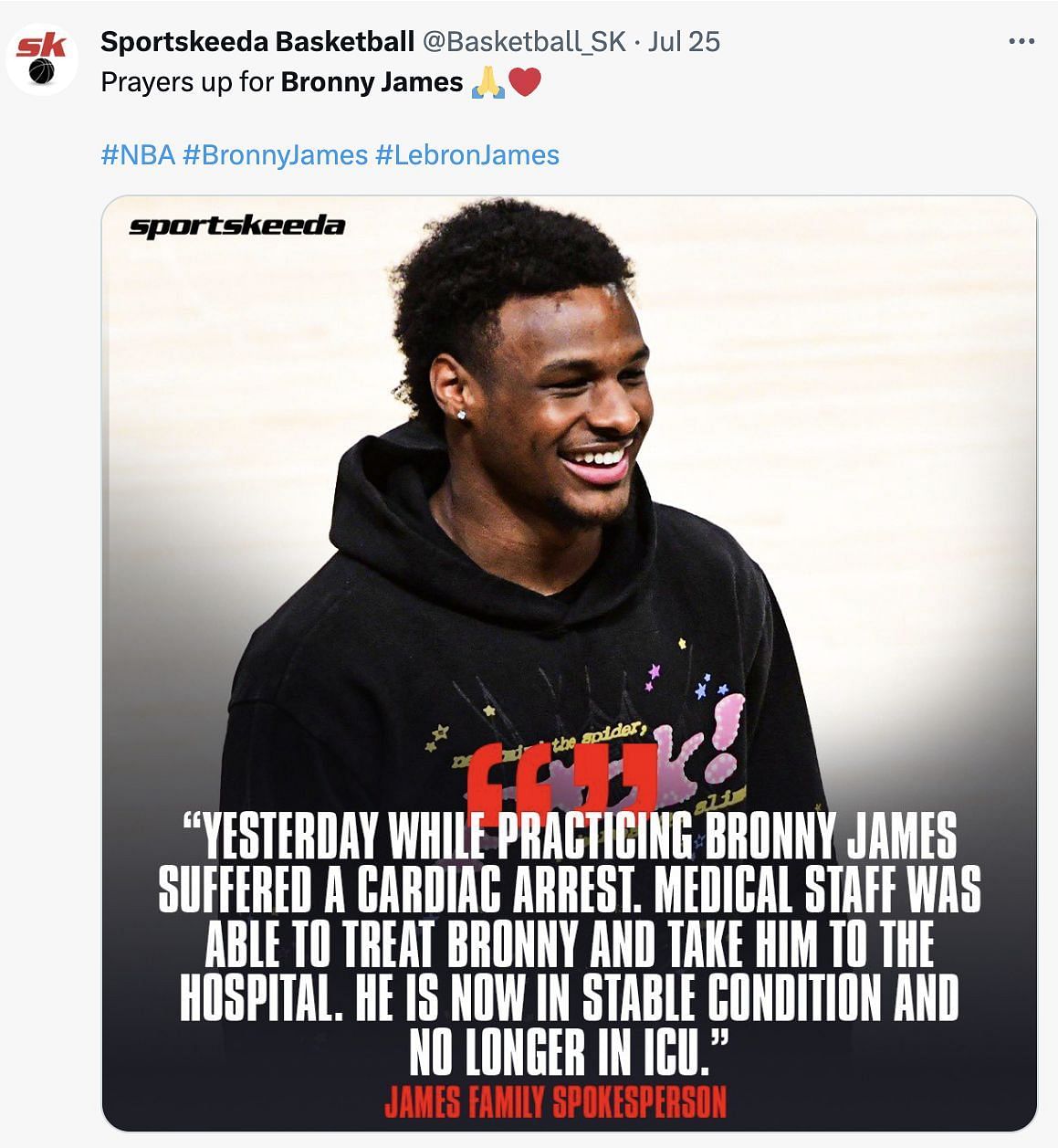 James&#039; Family spokesperson on Bronny James&#039; situation