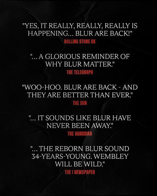 Blur at Wembley Stadium Support acts, door times, curfew, stage times