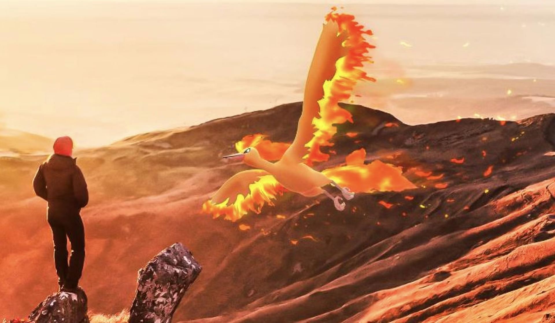 Moltres, the Legendary Fire/Flying type bird (Image via Niantic)