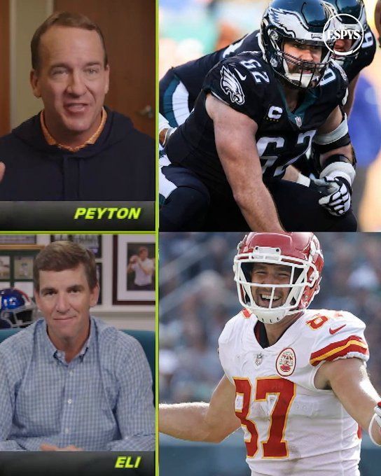 Peyton and Eli Manning Laugh at Travis Kelce NSFW MNF Error