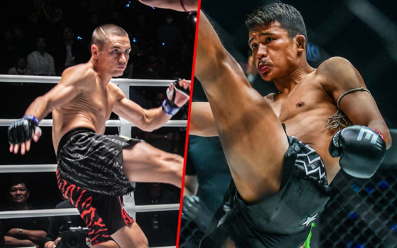 Tagir Khalilov (L) / Superlek Kiatmoo9 (R) -- Photo by ONE Championship