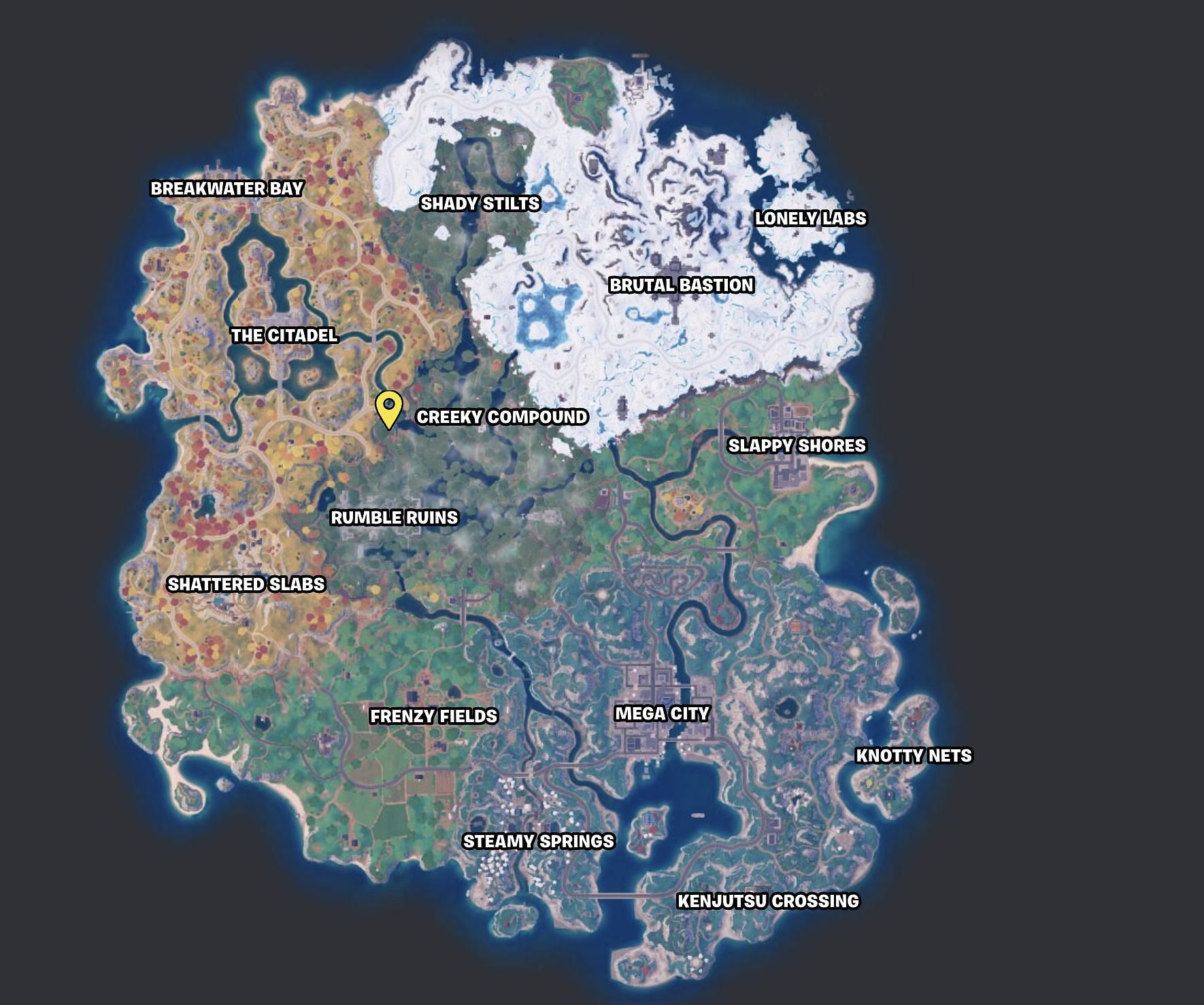 This is where Sunswoon Lagoon can be found (Image via Fortnite.GG)