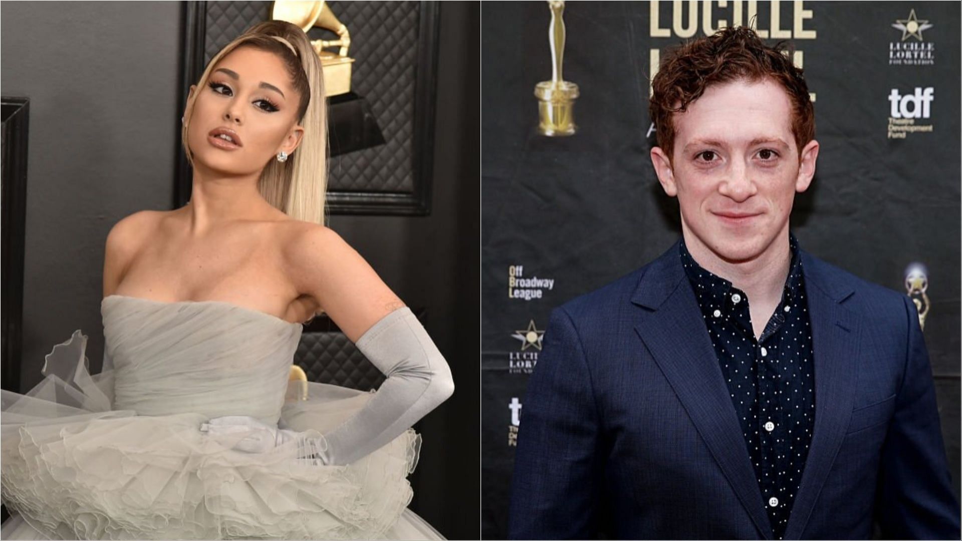 Ethan Slater and Ariana Grande would appear together in the film adaptation of Wicked (Images via David Crotty and Dominik Bindl/Getty Images)