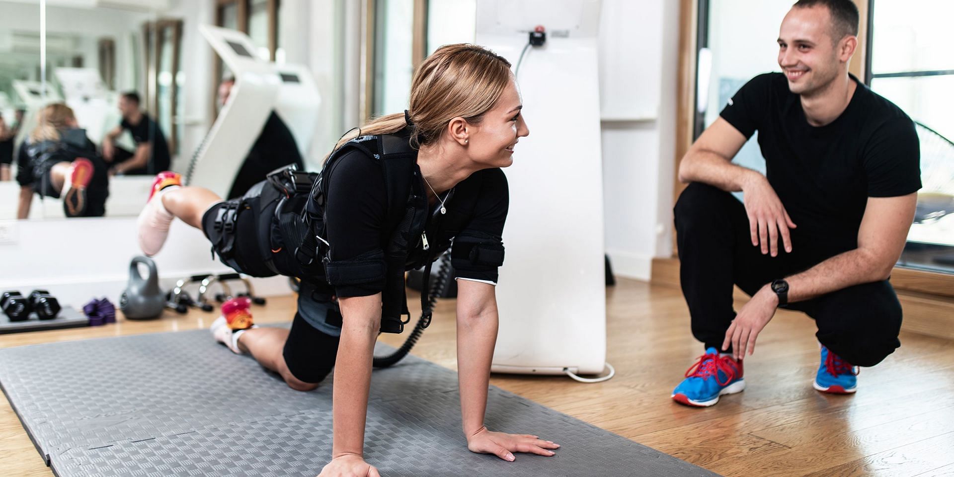 The electro-muscle stimulation (EMS) workout is a futuristic training technique that is gaining popularity due to its brief but effective exercises (Image via Getty)