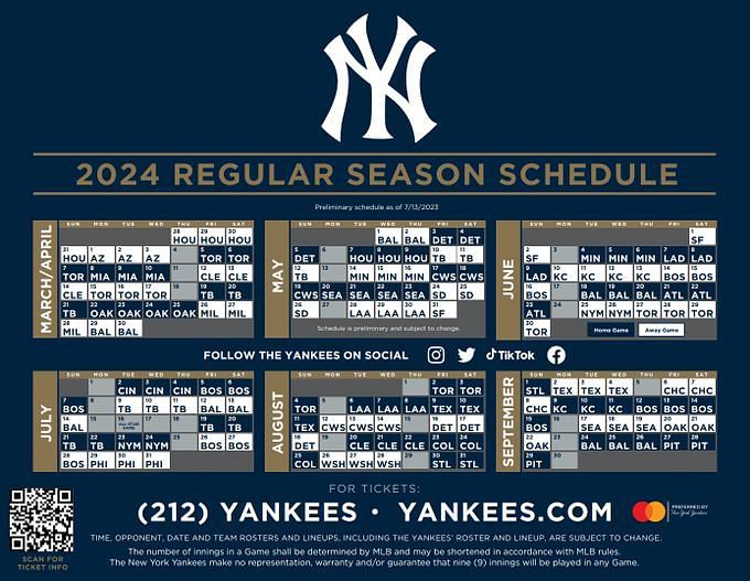 New York Yankees 2024 Schedule: Key Games, how to watch, and ticket details