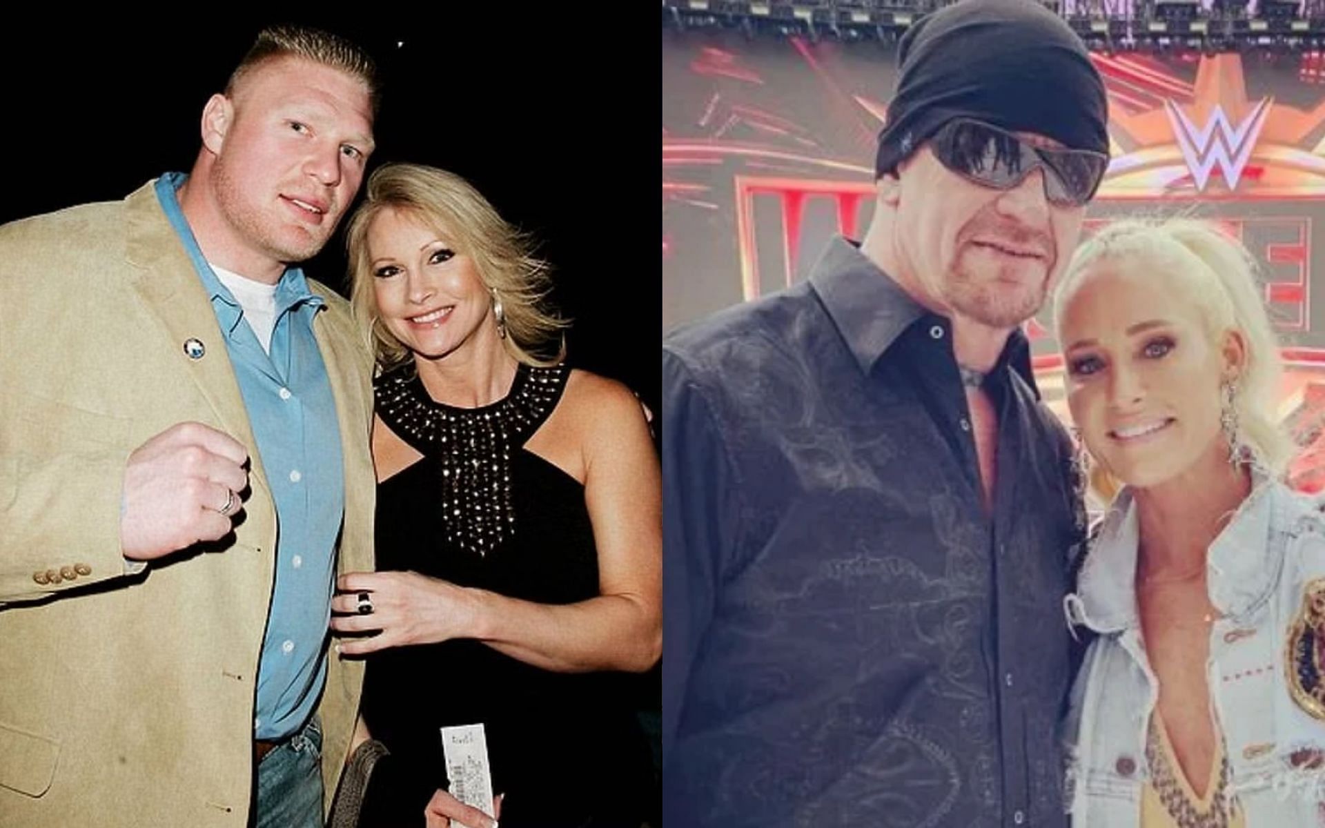 Brock Lesnar and Sable (L); The Undertaker and Michelle McCool (R)