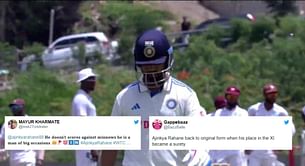 "He doesn't score against minnows" - Fans react as Ajinkya Rahane scores just 3 in 1st innings of IND vs WI opening Test
