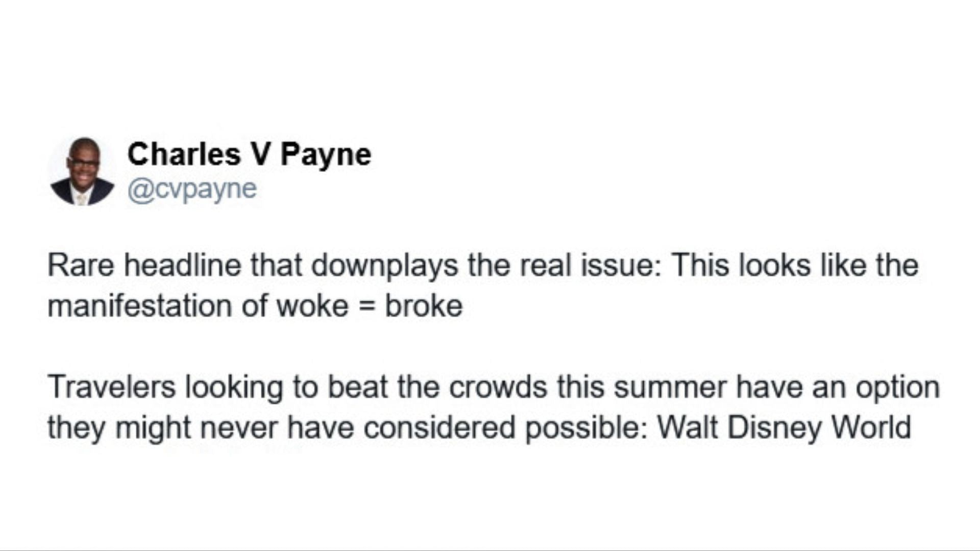 Netizens are criticising Disney (Image via Twitter / @cvpayne)