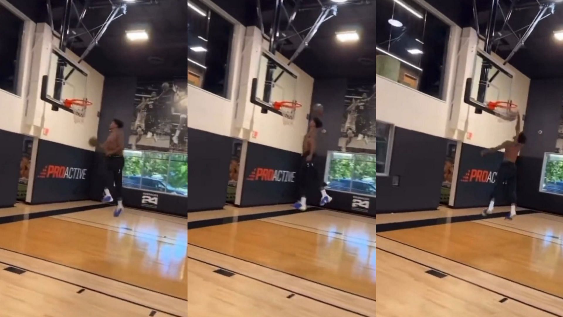 Jalen Green hits a 360 windmill slam during a workout. (Photo: Jalen Green/Instagram)