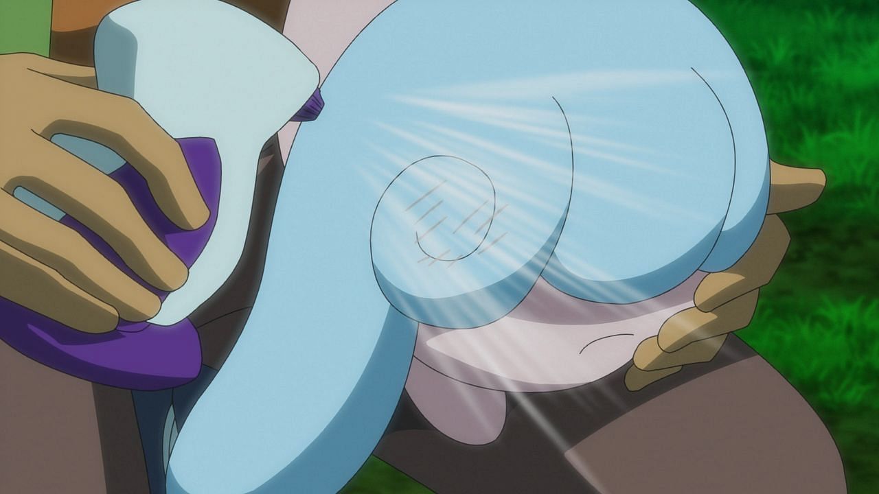 A trainer healing a Pokemon with a Potion in the anime (Image via The Pokemon Company)