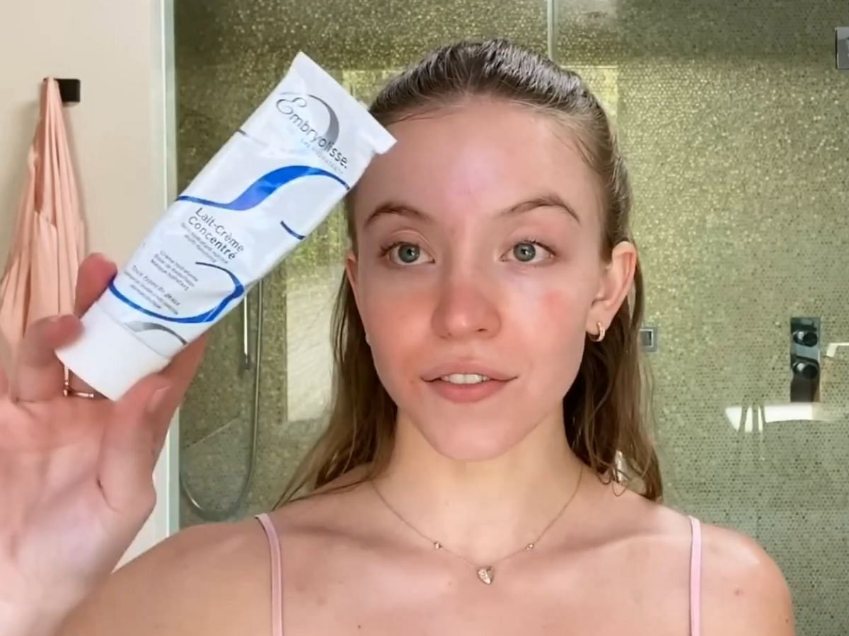 Sydney Sweeny using Embryolisse moisturizer as her skincare routine (Image via Vogue)