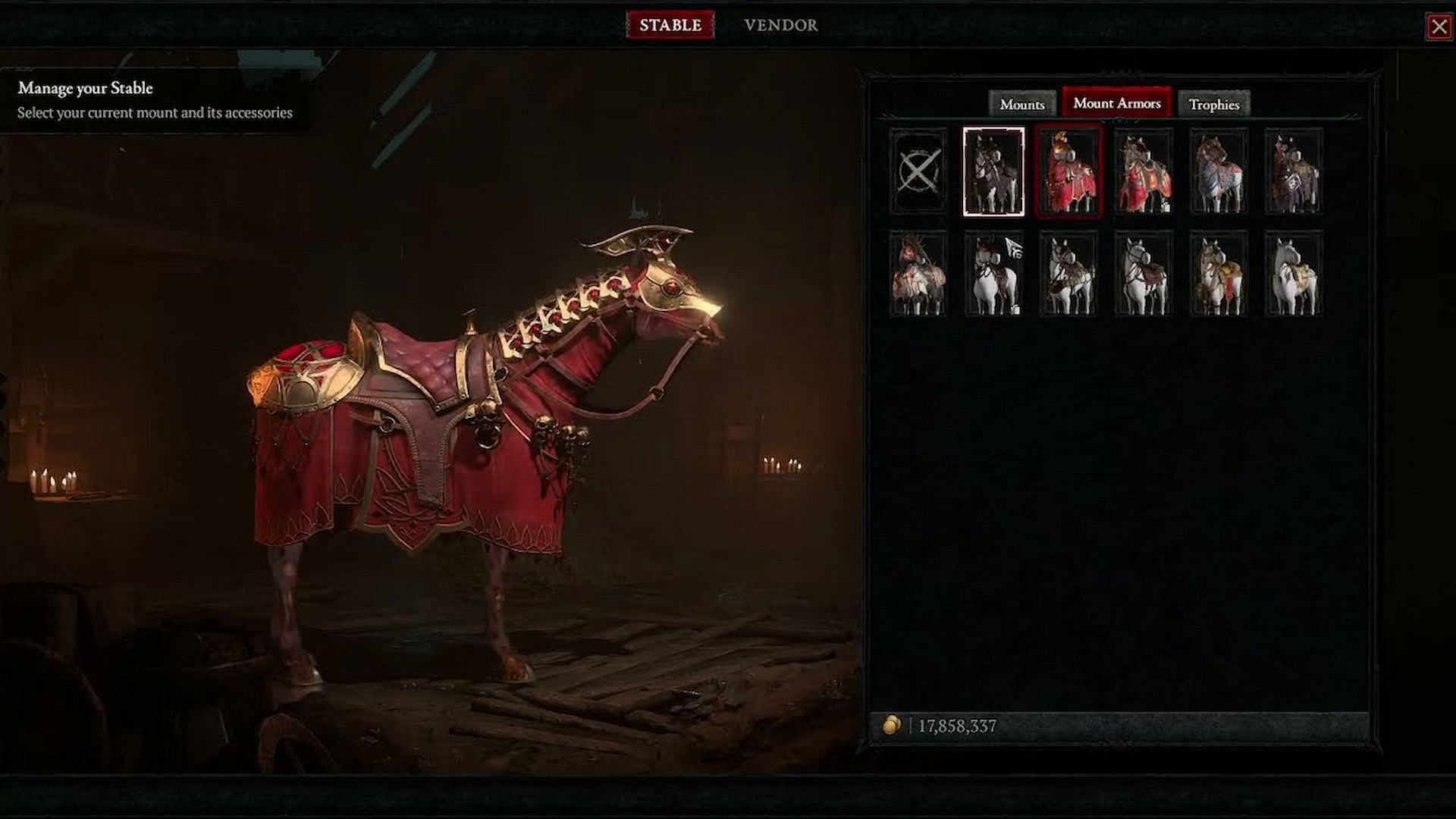 This PvP mount armor costs around 40,000 Red Dust (Image via Diablo 4)