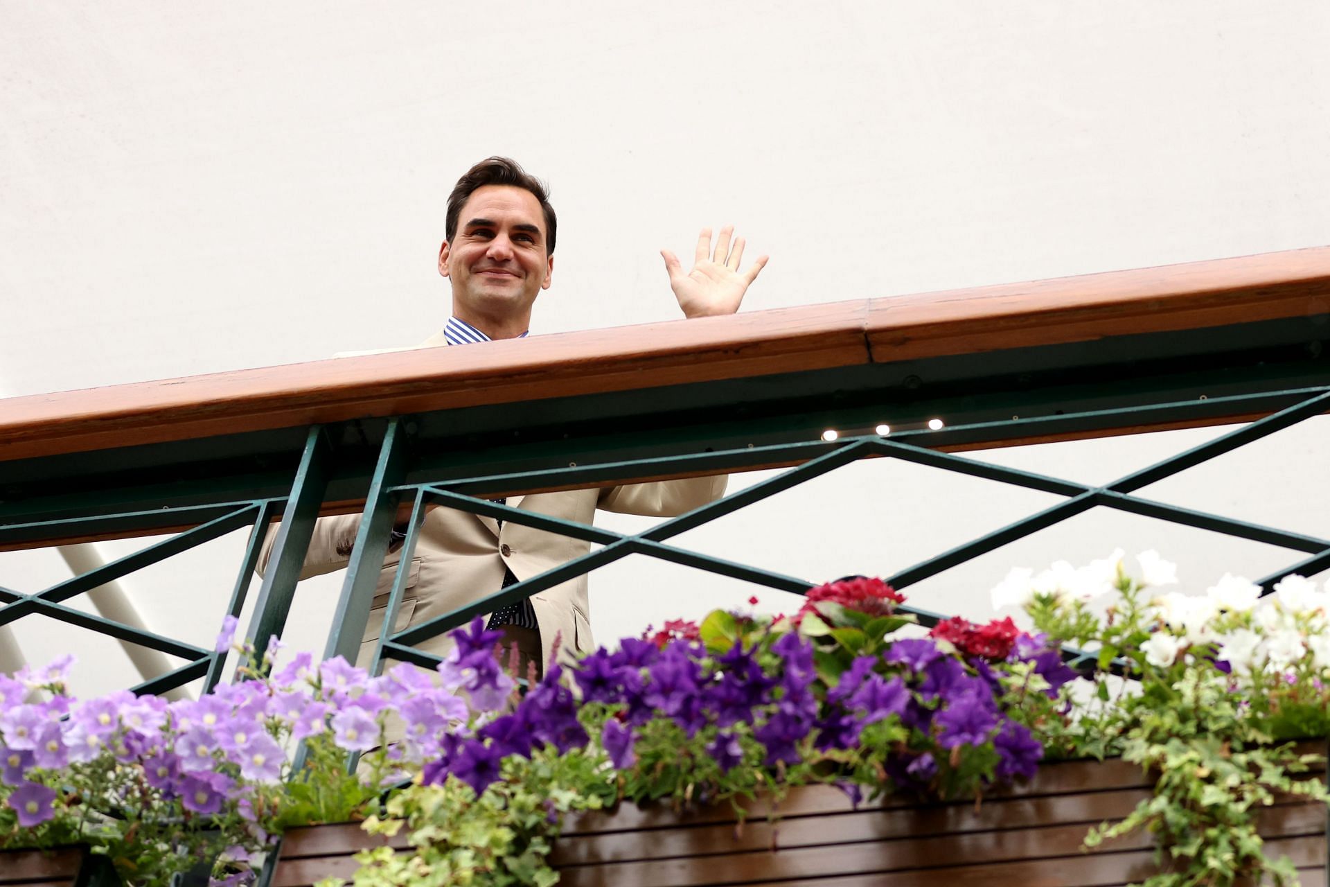 Roger Federer at the All England Club on Day 2 of the 2023- Wimbledon Championships.