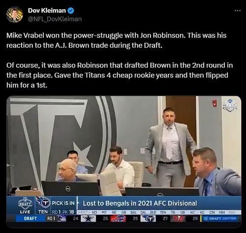 Mike Vrabel's Expression when A.J. Brown is traded (Source Tweet: https://twitter.com/NFL_DovKleiman/status/1600199883239063580)