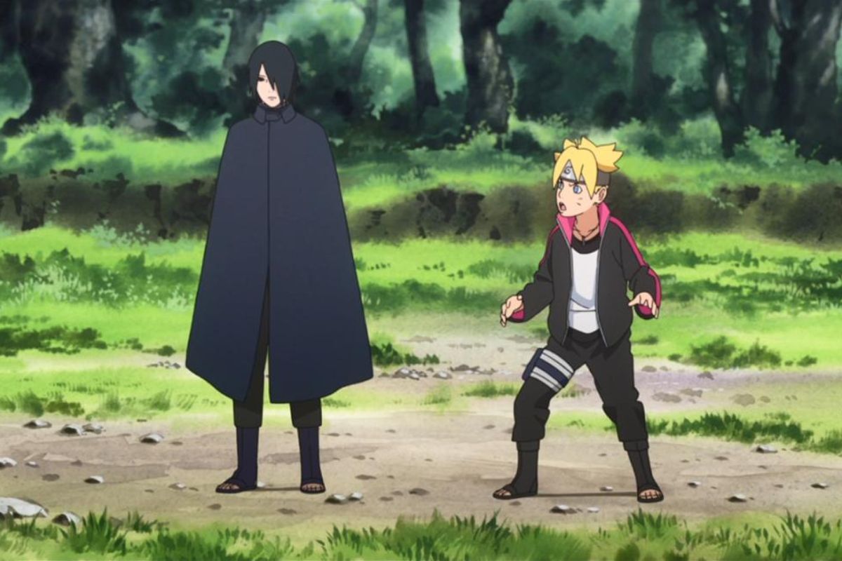 Boruto training with Sasuke in Boruto: Naruto Next Generations (Image via Pierrot)