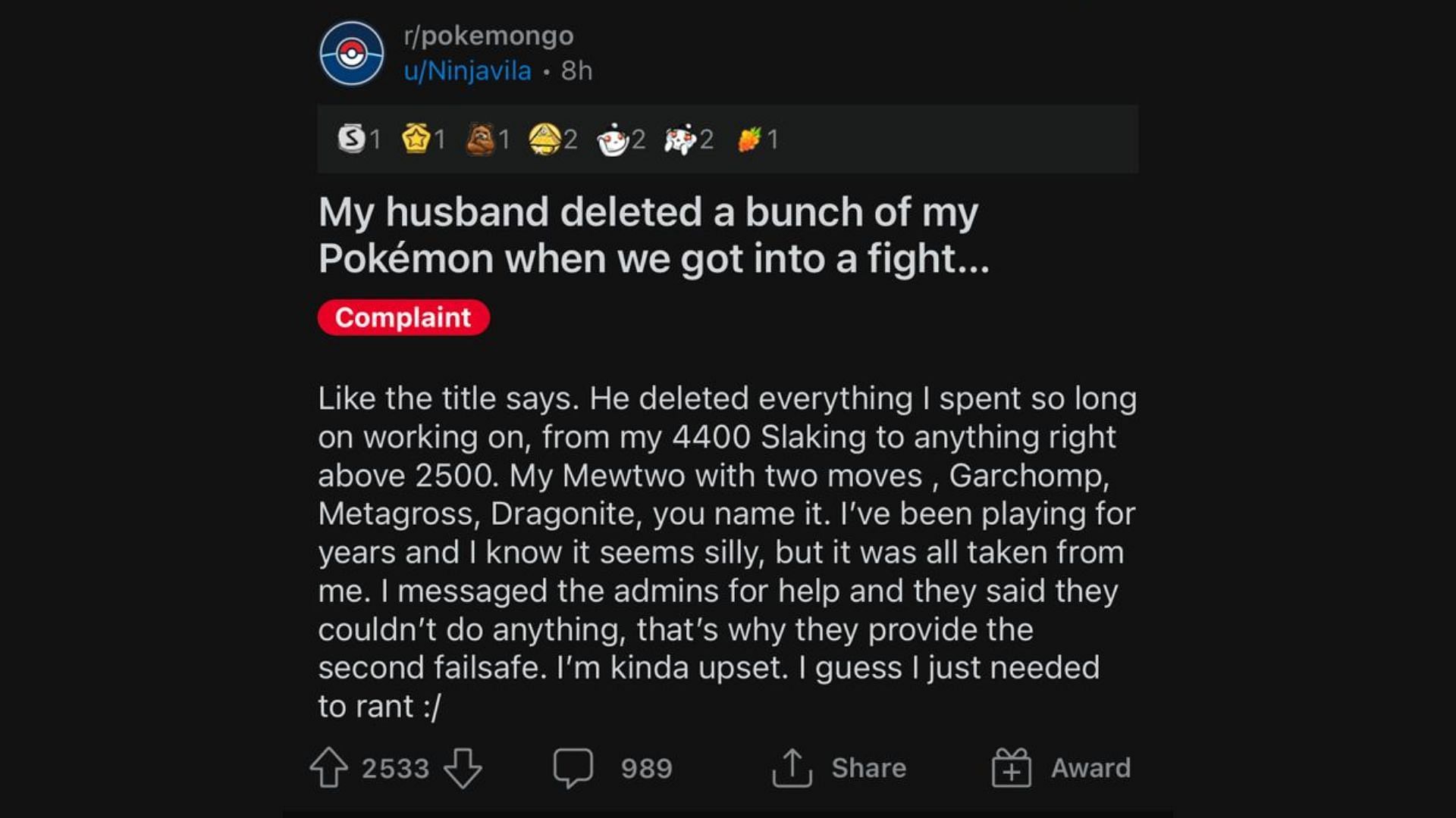 u/Ninjavila&#039;s post on the Pokemon GO subreddit (Image via Reddit)