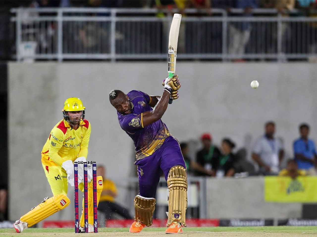 Andre Russell in action (Image Courtesy: Twitter/Los Angeles Knight Riders)