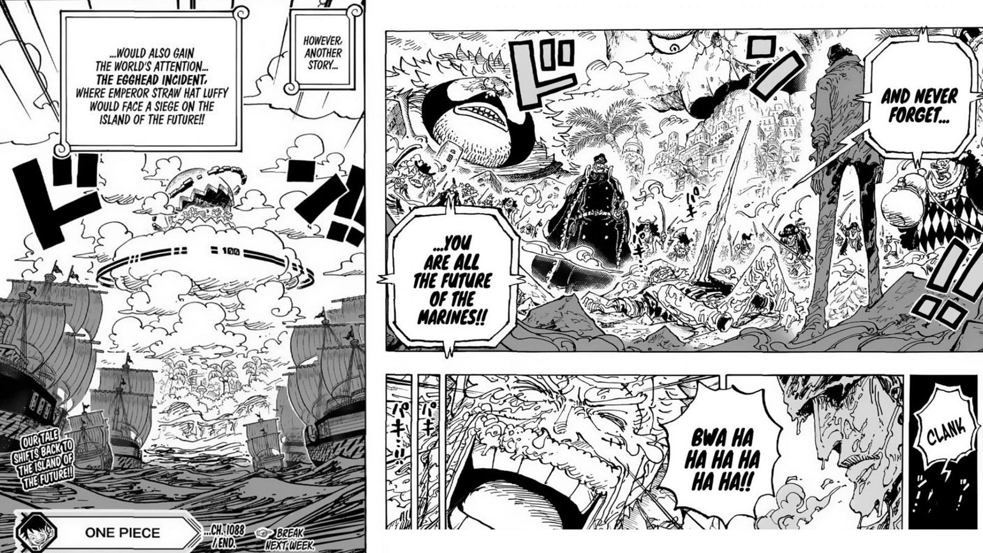 One Piece Chapter 1089 raw scans: Garp and Luffy's antics shock the world  as Egghead is invaded and natural disasters strike