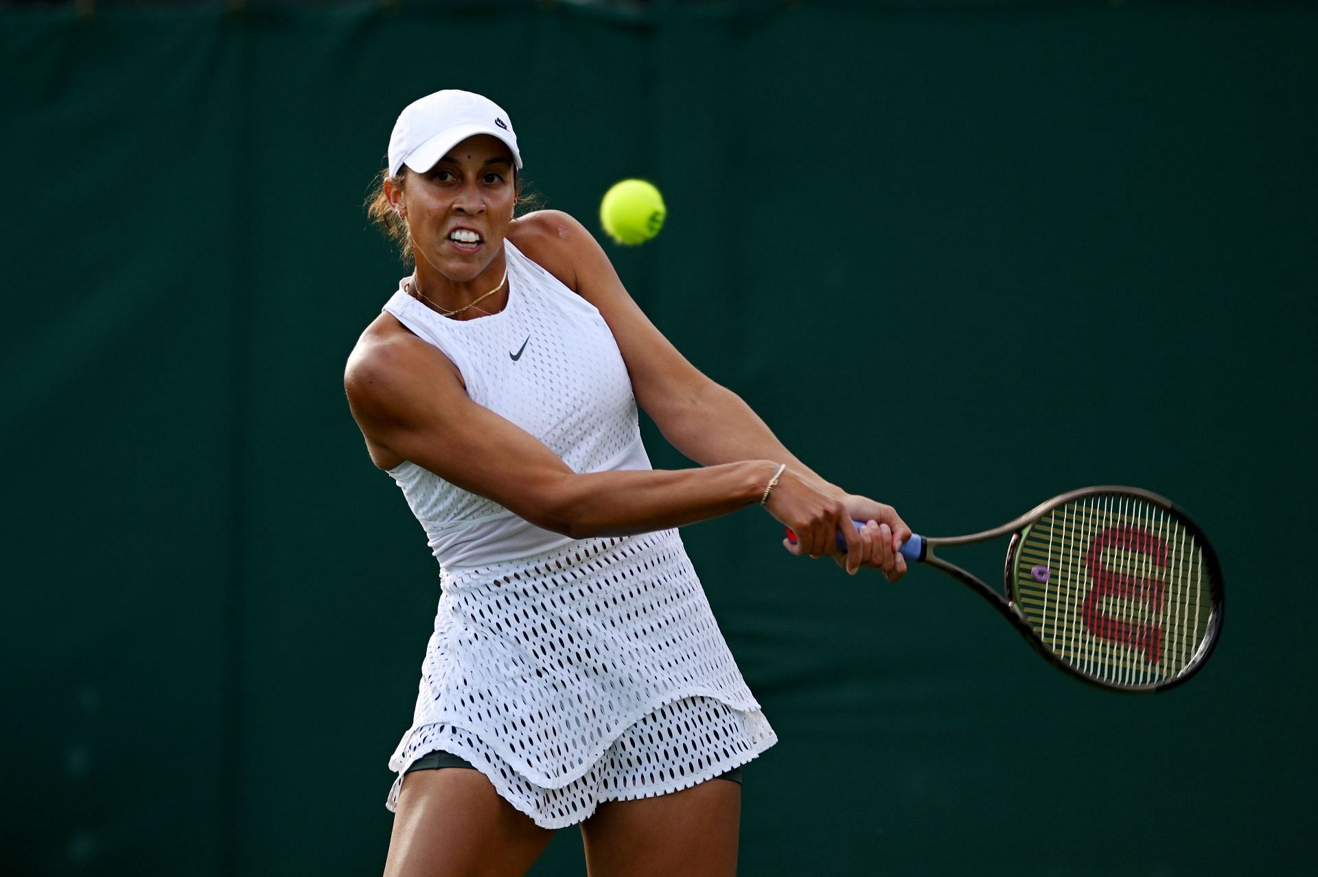 Madison Keys in action at the 2023 Wimbledon Championships.