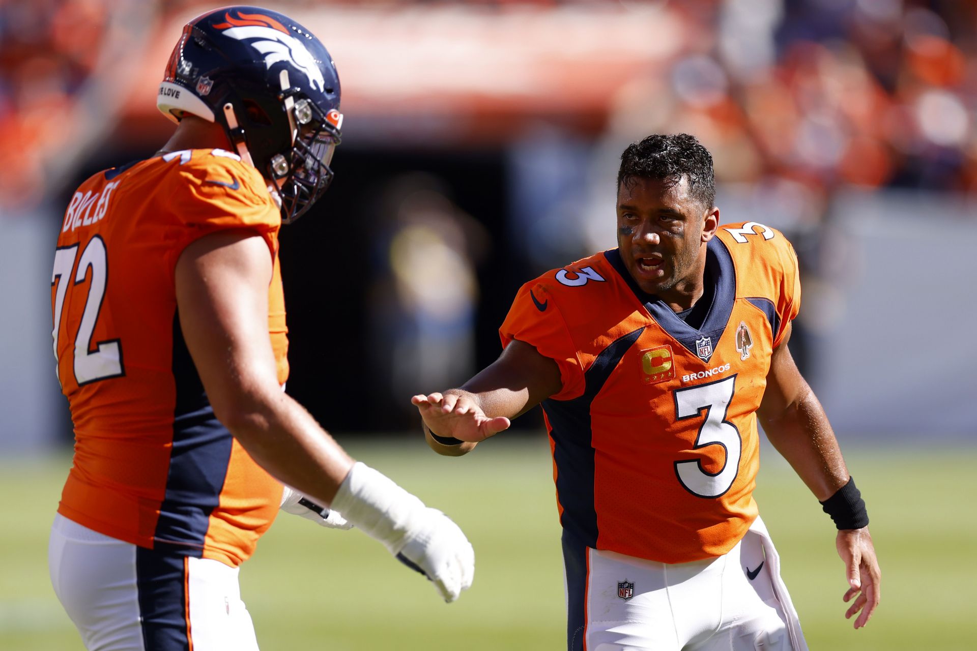 Russell Wilson at Houston Texans v Denver Broncos